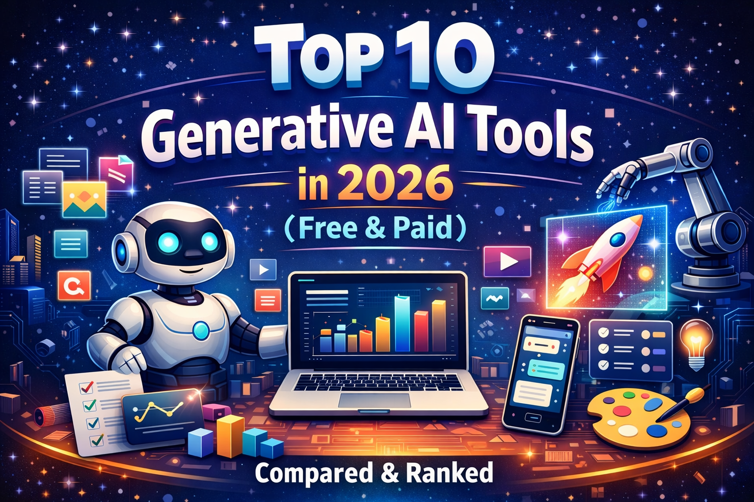 Top 10 Generative AI Tools in 2026 (Free & Paid) – Compared & Ranked