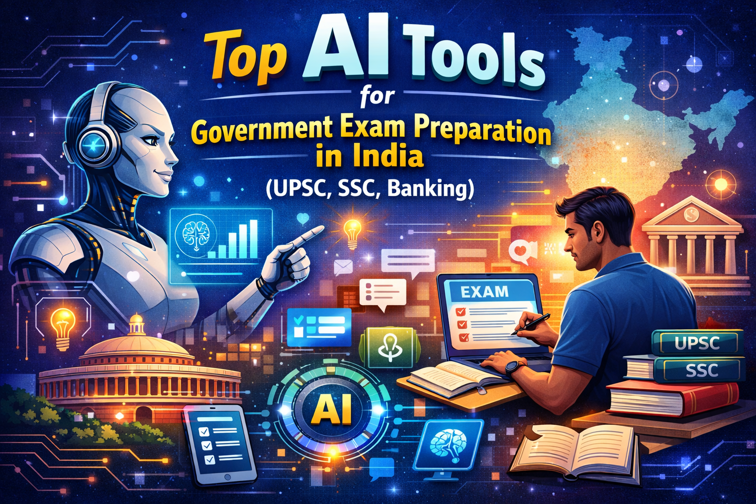Top AI Tools for Government Exam Preparation in India (UPSC, SSC, Banking)