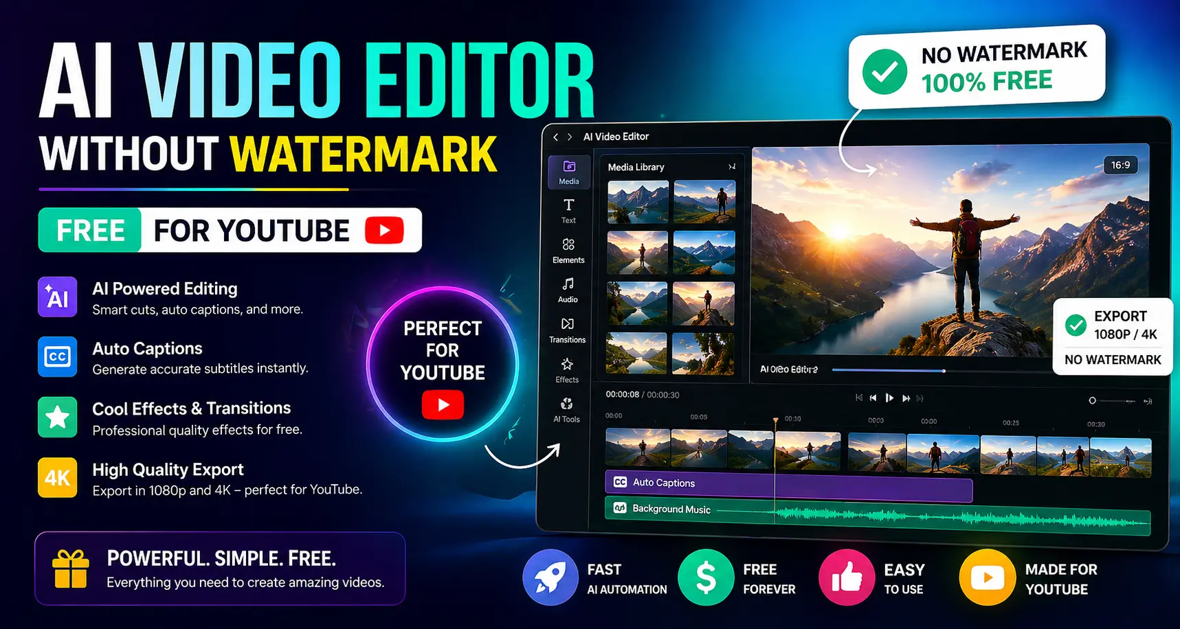 AI Video Editor Without Watermark Free For Youtube