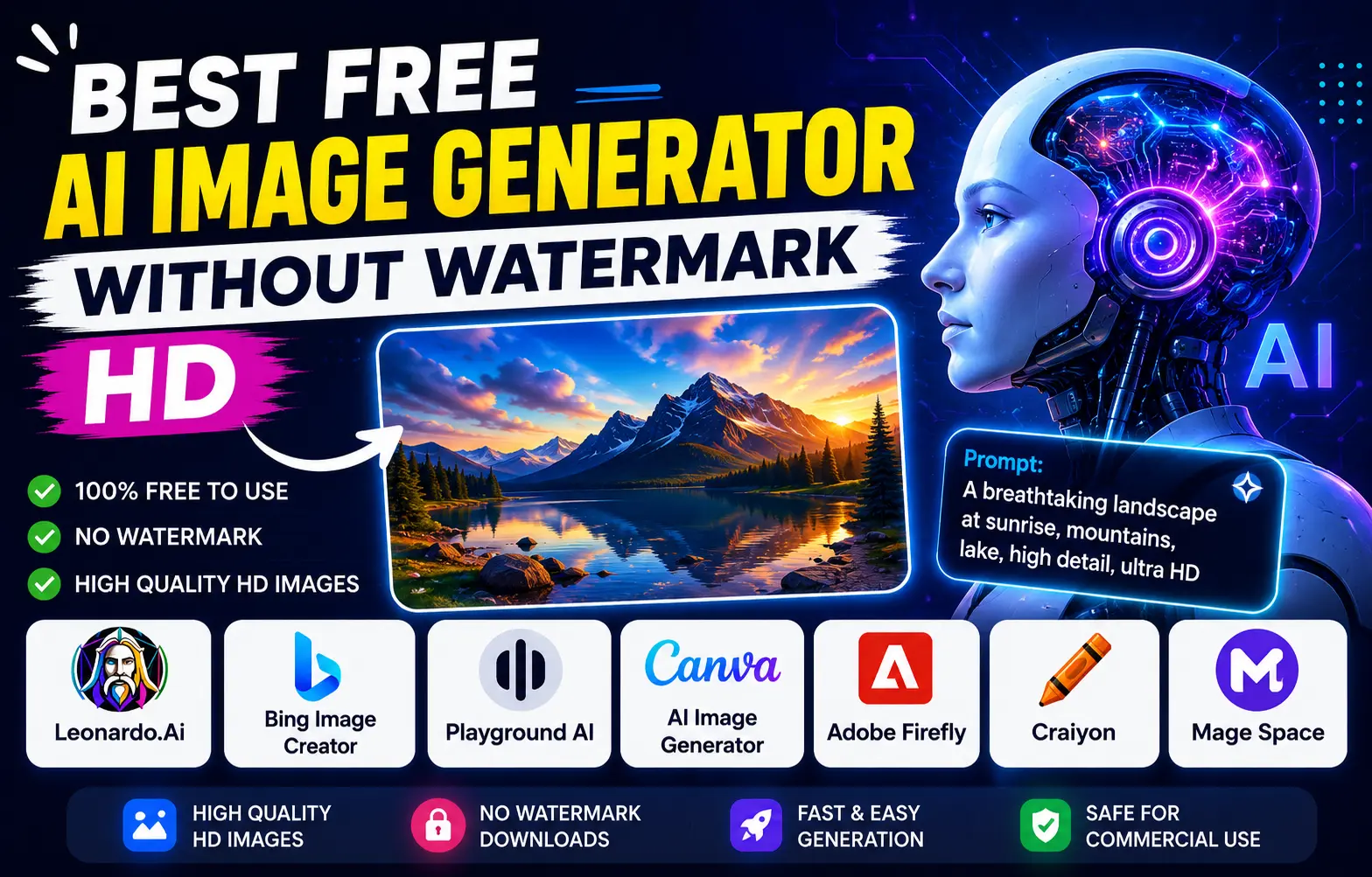 Best Free AI Image Generator Without Watermark HD